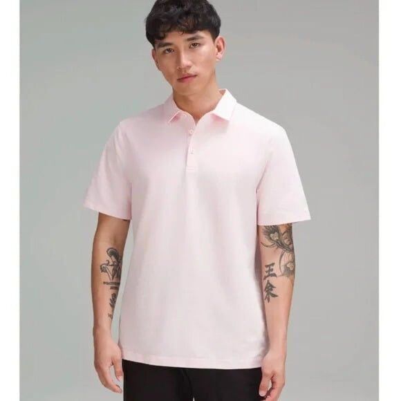Lululemon Size L Evolution Short Sleeve Polo Oxford Strawberry Milkshake Pink - Picture 1 of 12